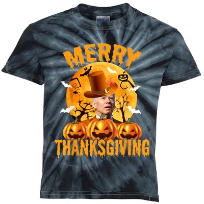 Funny Anti Joe Biden Confused Merry Thanksgiving For Halloween Kids Tie-Dye T-Shirt