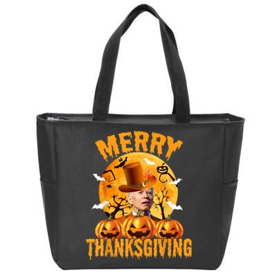 Funny Anti Joe Biden Confused Merry Thanksgiving For Halloween Zip Tote Bag