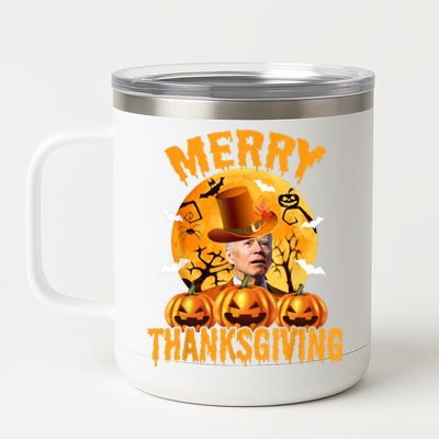 Funny Anti Joe Biden Confused Merry Thanksgiving For Halloween 12 oz Stainless Steel Tumbler Cup