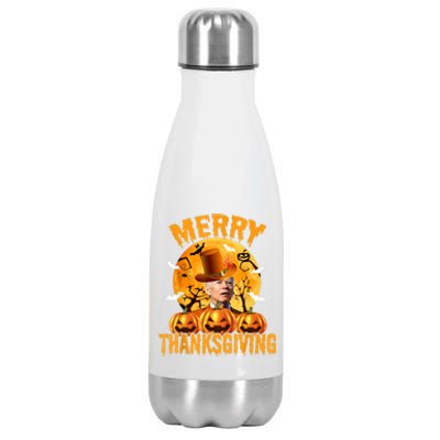 Funny Anti Joe Biden Confused Merry Thanksgiving For Halloween Stainless Steel Insulated Water Bottle