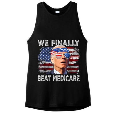 Funny Anti Joe Biden We Finally Beat Medicare 4th Of July Ladies PosiCharge Tri-Blend Wicking Tank