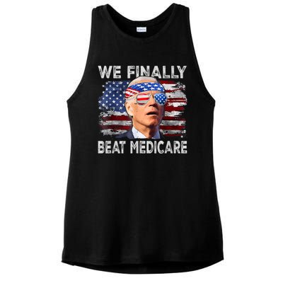 Funny Anti Joe Biden We Finally Beat Medicare 4th Of July Ladies PosiCharge Tri-Blend Wicking Tank