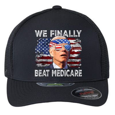 Funny Anti Joe Biden We Finally Beat Medicare 4th Of July Flexfit Unipanel Trucker Cap