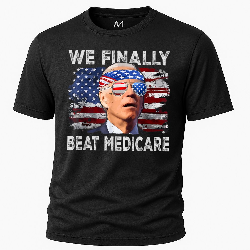 Funny Anti Joe Biden We Finally Beat Medicare 4th Of July Cooling Performance Crew T-Shirt