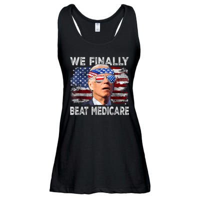 Funny Anti Joe Biden We Finally Beat Medicare 4th Of July Ladies Essential Flowy Tank