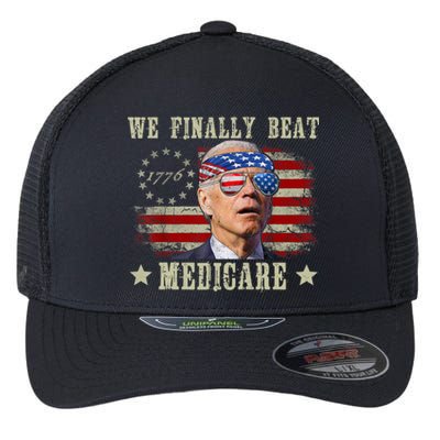 Funny Anti Joe Biden We Finally Beat Medicare American Flexfit Unipanel Trucker Cap