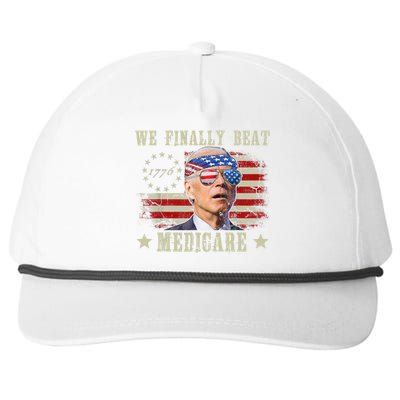 Funny Anti Joe Biden We Finally Beat Medicare American Snapback Five-Panel Rope Hat