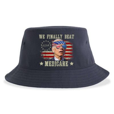 Funny Anti Joe Biden We Finally Beat Medicare American Sustainable Bucket Hat