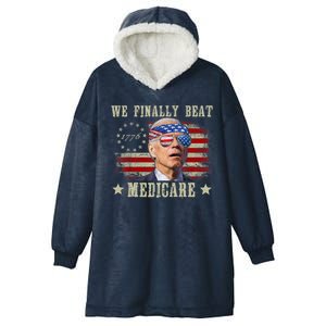 Funny Anti Joe Biden We Finally Beat Medicare American Hooded Wearable Blanket