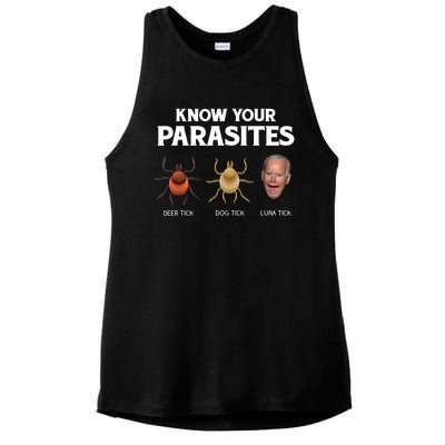 Funny Anti Joe Biden Shirts, Know Your Parasites Humor Ladies PosiCharge Tri-Blend Wicking Tank