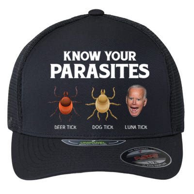 Funny Anti Joe Biden Shirts, Know Your Parasites Humor Flexfit Unipanel Trucker Cap