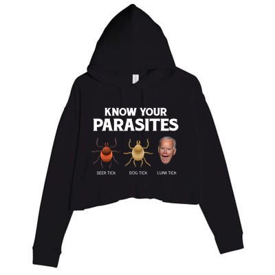 Funny Anti Joe Biden Shirts, Know Your Parasites Humor Crop Fleece Hoodie