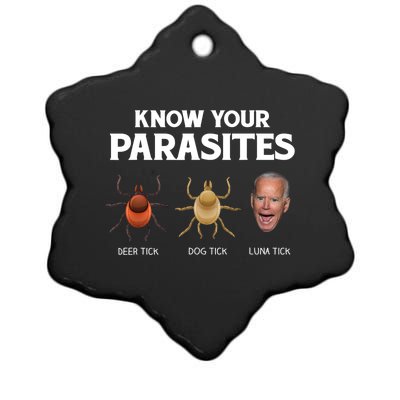 Funny Anti Joe Biden Shirts, Know Your Parasites Humor Ceramic Star Ornament