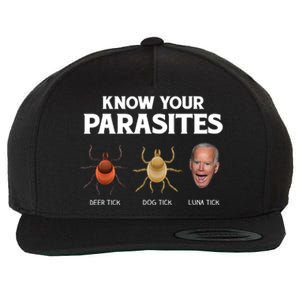 Funny Anti Joe Biden Shirts, Know Your Parasites Humor Wool Snapback Cap