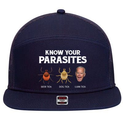 Funny Anti Joe Biden Shirts, Know Your Parasites Humor 7 Panel Mesh Trucker Snapback Hat