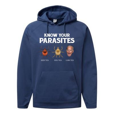 Funny Anti Joe Biden Shirts, Know Your Parasites Humor Performance Fleece Hoodie