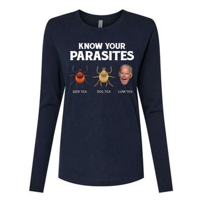 Funny Anti Joe Biden Shirts, Know Your Parasites Humor Womens Cotton Relaxed Long Sleeve T-Shirt