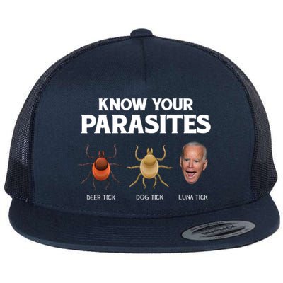 Funny Anti Joe Biden Shirts, Know Your Parasites Humor Flat Bill Trucker Hat