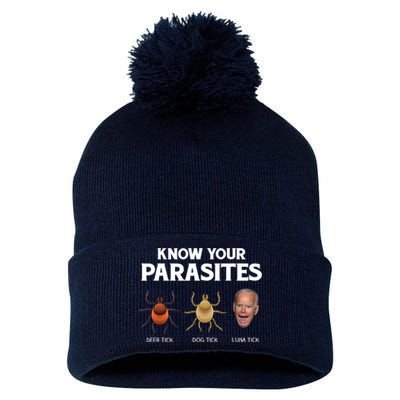 Funny Anti Joe Biden Shirts, Know Your Parasites Humor Pom Pom 12in Knit Beanie