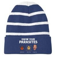 Funny Anti Joe Biden Shirts, Know Your Parasites Humor Striped Beanie with Solid Band