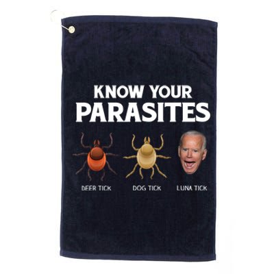 Funny Anti Joe Biden Shirts, Know Your Parasites Humor Platinum Collection Golf Towel