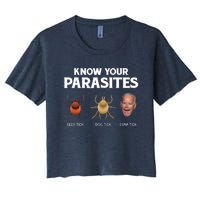 Funny Anti Joe Biden Shirts, Know Your Parasites Humor Women's Crop Top Tee