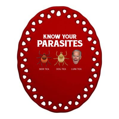 Funny Anti Joe Biden Shirts, Know Your Parasites Humor Ceramic Oval Ornament