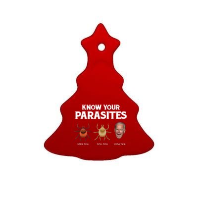 Funny Anti Joe Biden Shirts, Know Your Parasites Humor Ceramic Tree Ornament