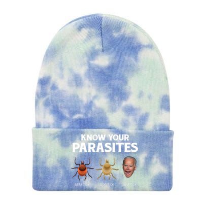 Funny Anti Joe Biden Shirts, Know Your Parasites Humor Tie Dye 12in Knit Beanie