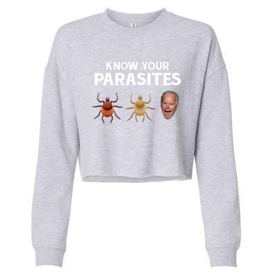 Funny Anti Joe Biden Shirts, Know Your Parasites Humor Cropped Pullover Crew