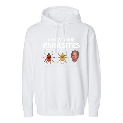 Funny Anti Joe Biden Shirts, Know Your Parasites Humor Garment-Dyed Fleece Hoodie