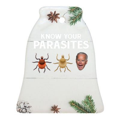 Funny Anti Joe Biden Shirts, Know Your Parasites Humor Ceramic Bell Ornament