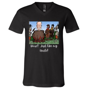 Funny Anti Joe Biden Cannibal Story About His Uncle Designed V-Neck T-Shirt