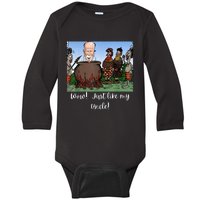 Funny Anti Joe Biden Cannibal Story About His Uncle Designed Baby Long Sleeve Bodysuit