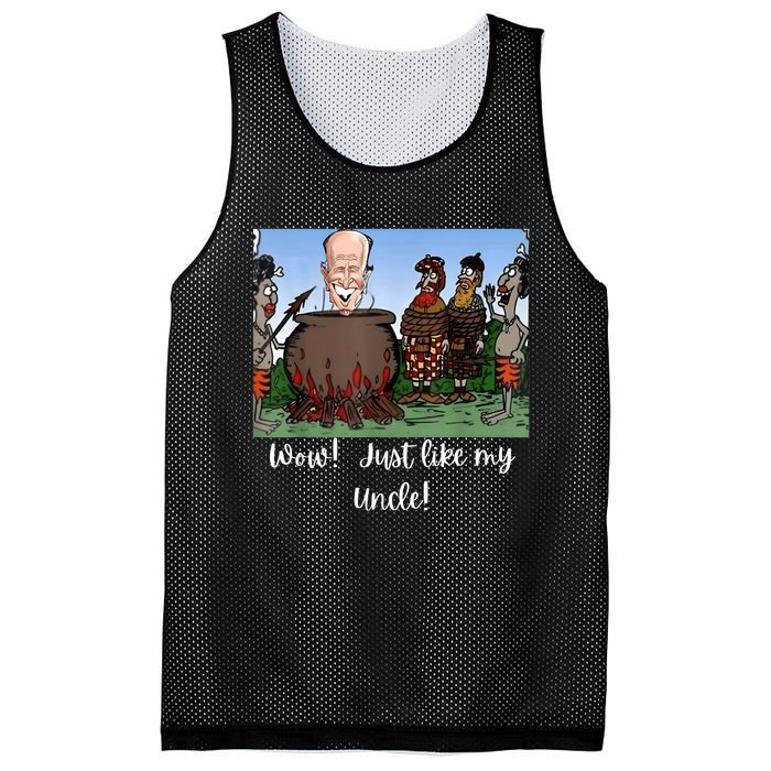 Funny Anti Joe Biden Cannibal Story About His Uncle Designed Mesh Reversible Basketball Jersey Tank