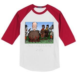 Funny Anti Joe Biden Cannibal Story About His Uncle Designed Kids Colorblock Raglan Jersey