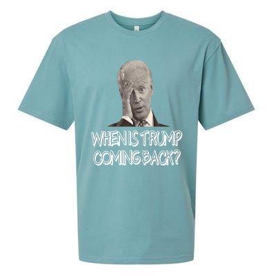 Funny Anti Joe Biden Quote When Is Donald Trump Coming Back Premium Sueded Cloud Jersey T-Shirt