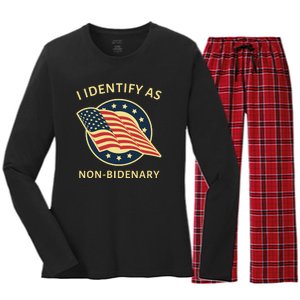 Funny Anti Joe Biden MAGA Conservative Non Bidenary Women's Long Sleeve Flannel Pajama Set 