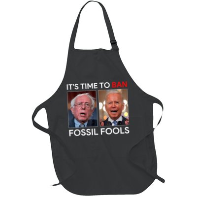 Funny Anti Joe Biden President Time To Ban Fossil Fools Joke Full-Length Apron With Pockets