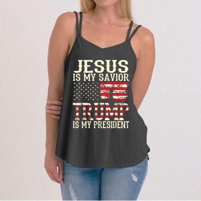 Funny American Jesus Is My Savior Trump Is My President Gift Women's Strappy Tank