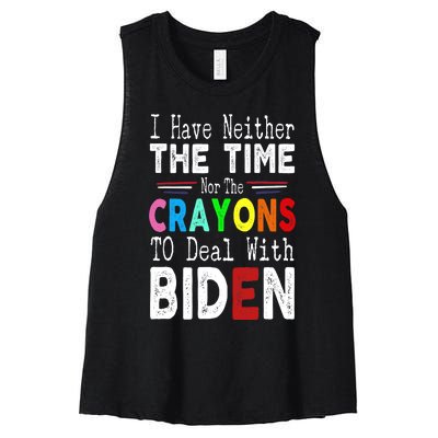 Funny Anti Joe Biden Sayings Political Pro American Women's Racerback Cropped Tank