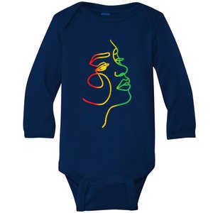 Face Abstract Juneteenth Art Back History Women African Baby Long Sleeve Bodysuit