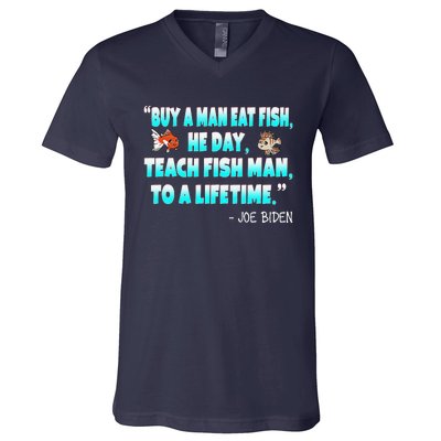 Funny Anti Joe Biden Is An Idiot Political Sarcastic Fishing V-Neck T-Shirt