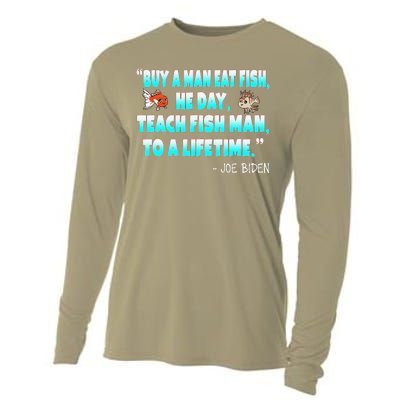 Funny Anti Joe Biden Is An Idiot Political Sarcastic Fishing Cooling Performance Long Sleeve Crew