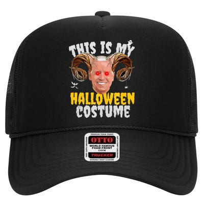 Funny Anti Joe Biden Ghost Boo Scary Spooky Season Halloween High Crown Mesh Back Trucker Hat