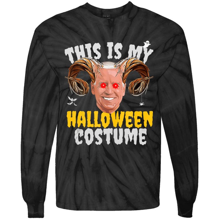 Funny Anti Joe Biden Ghost Boo Scary Spooky Season Halloween Tie-Dye Long Sleeve Shirt