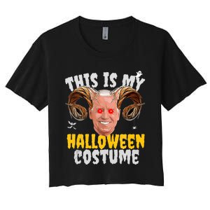 Funny Anti Joe Biden Ghost Boo Scary Spooky Season Halloween Women's Crop Top Tee