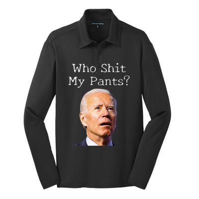 Funny Anti Joe biden  Silk Touch Performance Long Sleeve Polo