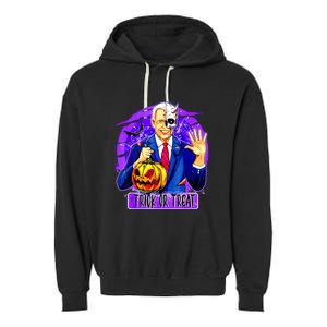 Funny Anti Joe Biden Hold Pumpkin Trick Or Treat Halloween Garment-Dyed Fleece Hoodie