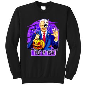 Funny Anti Joe Biden Hold Pumpkin Trick Or Treat Halloween Sweatshirt